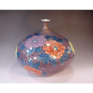 有田焼 染付蛸唐草鶴首花瓶｜陶芸作家 藤井錦彩 作 : 有田焼 藤井錦彩