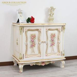 ロココ調 2面 コレクション キャビネット（トップガラスサービス）お