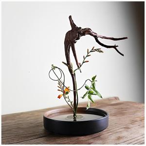 花器 カキ 剣山 生け花 水盤 華道 道具 けんざん 花道 陶器 (剣山あり