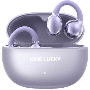 KING LUCKY i239 パープル ワイヤレスイヤホン Bluetooth 耳をふさが