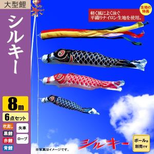 鯉のぼり こいのぼり シルキー金太郎鯉 10m 6点 五色吹流し ポール