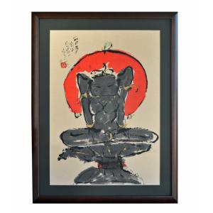 徳永貞一「咲かせにゃなるまい」日本画（墨彩画）【1点物】作品番号25