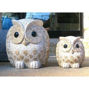 ふくろう 石像 16cm サビ石 最小サイズ 当店 オリジナル お招き