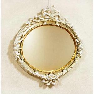 輸入雑貨 壁掛けミラー 鏡 ゴールド 円形 ロココ エレガント