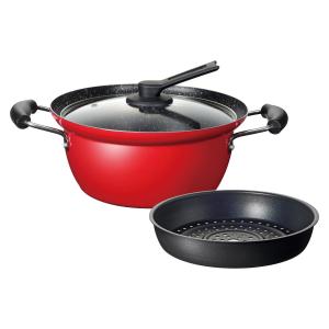 タマハシ 両手鍋 24cm IH対応 囲 深型マルチポット 目皿付き （ ガス火