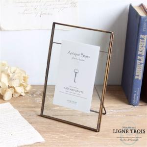 ブラスフォトフレーム スタンド型 中 アートフレーム シンプル 写真