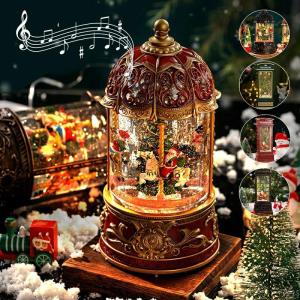 スノードーム クリスマス オルゴール ミュージック LED 蓄光 ライト