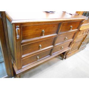 チェスト 木製 6段 完成品 茶 112cm 象嵌 ロココ調 イタリア 家具 猫脚