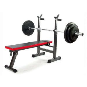 バーベル台付き フラットベンチ トレーニングベンチ ベンチプレス