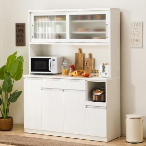 ニトリ（NITORI） 幅150cm 食器棚(レジューム 150TG-S WH/150TL-R WH