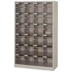 シューズロッカー 24人用 4列6段 扉付 中棚付き ニューグレー色