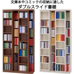 ダブルスライド本棚 (単行本,新書,コミック,文庫) 幅88cm 奥行30cm高さ