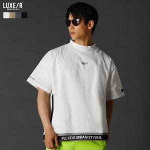 LUXE/R（ラグジュ） 半袖ブルゾン 白 背面ロゴライン ナイロン混