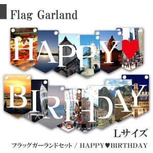 ガーランド happy birthday シンプル 誕生日 パーティー モノクロ無地