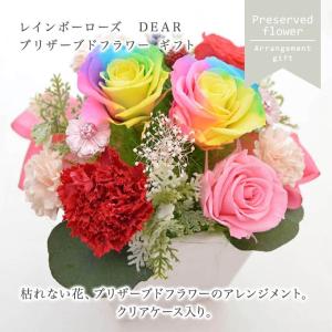 プリザーブドフラワー レインボー ガラスドーム 花 ギフト レインボー