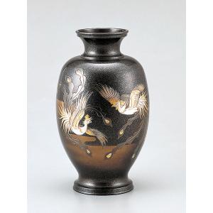 高岡銅器 銅製花瓶 鳳祥 小鳥 12号 美術工芸品 記念品 花活 : 日本もの