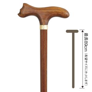 OT-33 オークT型猫ハンドルステッキ・ワインレッド（木製杖・最長89cm