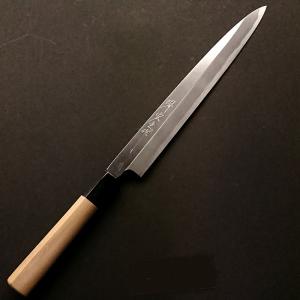 堺宏之作 白鋼 霞仕上げ 水牛桂柄 柳刃包丁 270mm(9寸)（刺身包丁