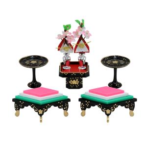 雛道具】 菱三宝 黒唐草 20号 雛人形 雛用 ミニサイズ 雛道具 三宝 菱