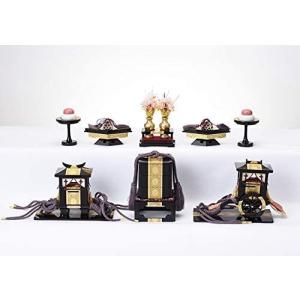 部品売り 雛人形 6点道具 3段用 木製 黒塗 かすみ桜 六品揃 牛車型 雛