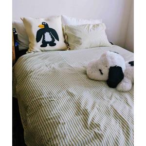 IYAN ベッド 寝具 「3点セット」ストライプ柄布団カバー/シーツ/枕