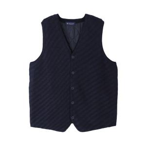 ベスト ジレ 「東京シャツ×gim(R)」前身布帛ラペルメンズニットジレ