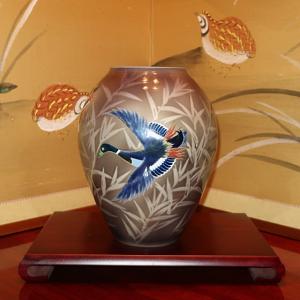 九谷焼 【逸品物】花瓶 陶器 金彩割取 陶洸作 15号（45cm)大型壺