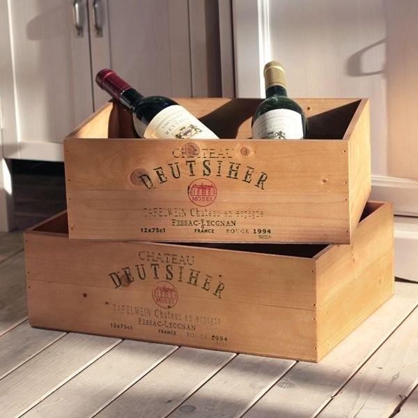 木製 木箱 ワイン木箱 収納ボックス アンティーク ストッカー ウッド