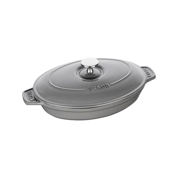 ストウブ staub オーバルホットプレート 蓋付 23cm グレー 40509-581