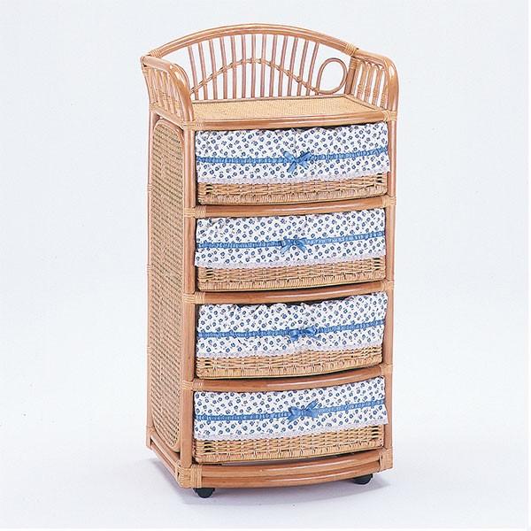 ランドリーチェスト 4段 ラタン製 キャスター付 幅60cm : お弁当グッズ