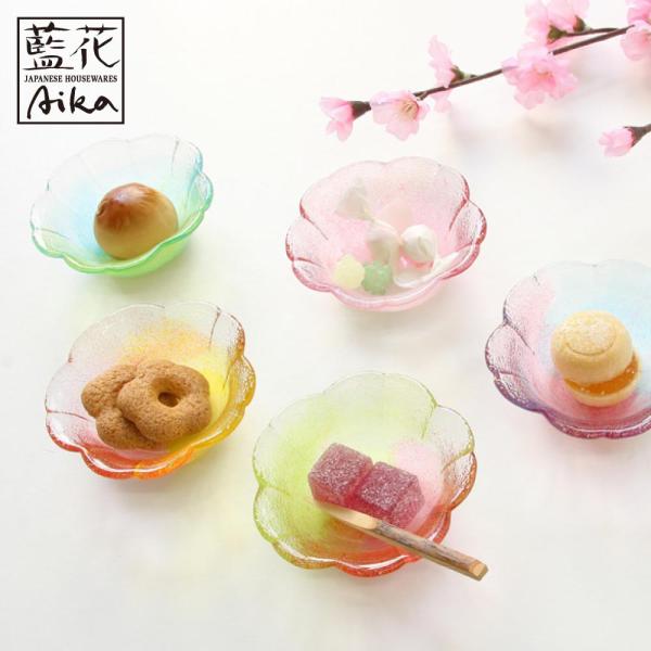 桜のいろどり 小鉢 江戸硝子 藍花 ガラス 食器 : クッキングクロッカ