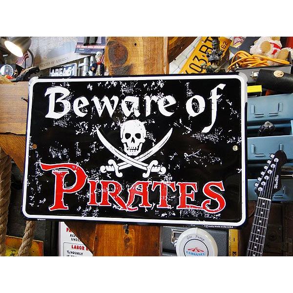 アメリカン レトロ 海賊たちに気をつけろ！ ミニブリキ看板 アメリカ