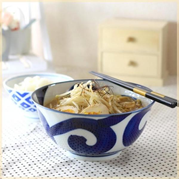 鳴門唐草 深口ラーメン鉢 国産 美濃焼 うどん鉢 そば 丼 どんぶり 鉢