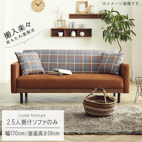 2.5人掛けソファ のみ 幅170cm 背もたれ取り外し可能 ハンドクッション