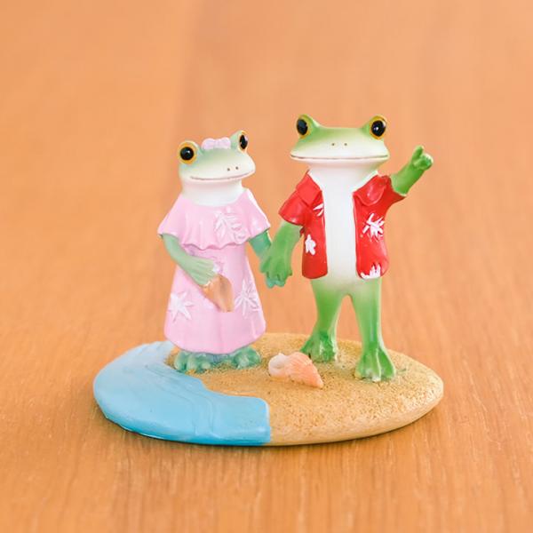 在庫限り カエルの置物 夏 波打ち際カップル Copeau コポー カエル