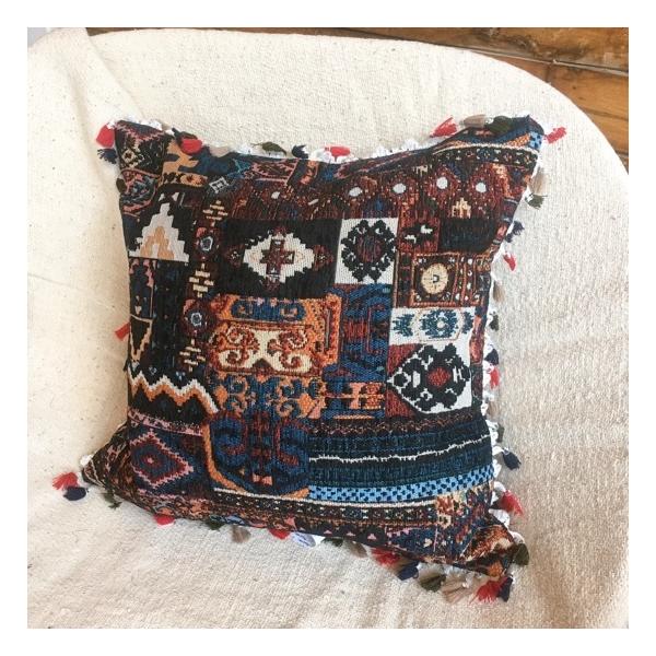 ミックスキリムクッションカバー ブラック : 輸入雑貨屋 BON ETO