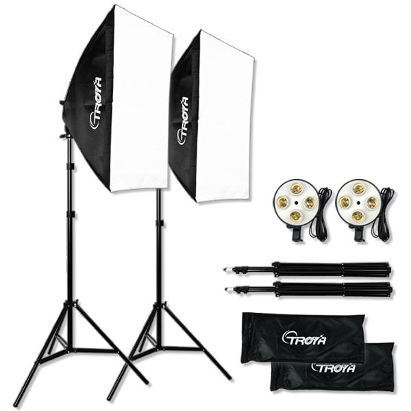 撮影照明 撮影機材 8灯 スタジオライト ソフトボックス付 led スタンド