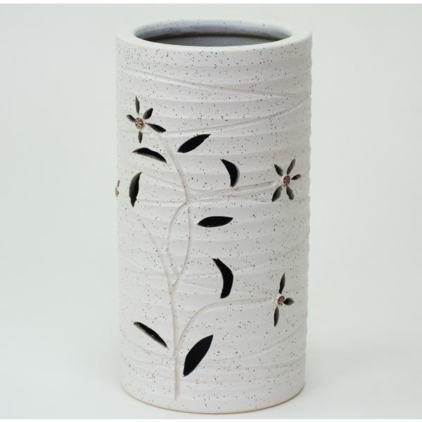 傘立て おしゃれ 外置き 和風モダン 花柄 陶器 信楽焼かさたて 花