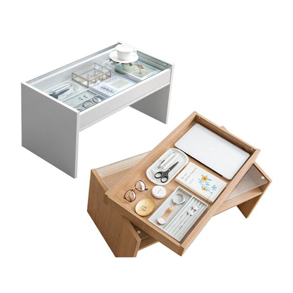 コレクションテーブル W75 引出し 収納付き 机 木製 ローデスク