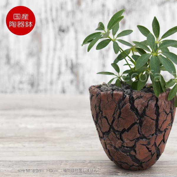 陶器鉢 植木鉢 底穴あり アース 茶 M φ9cm 日本製 園芸鉢 観葉植物