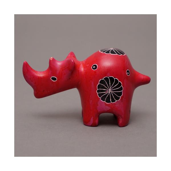 アフリカ ケニア ソープストーン 置物 サイ 7番 オブジェ 置物 民芸品