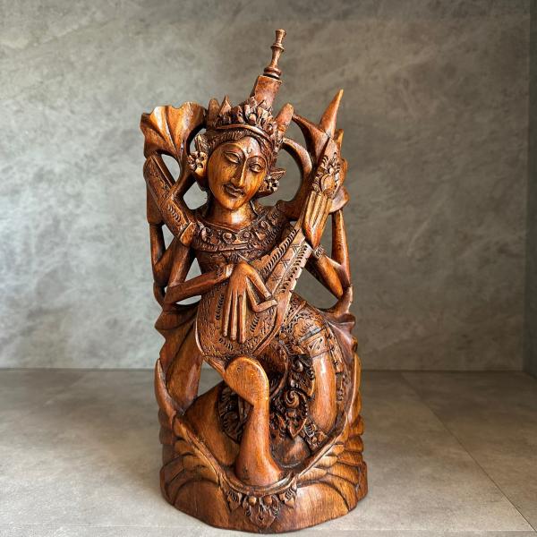 サラスワティ 木彫り バリ島 バリ雑貨 ディスプレイ インテリア 神様