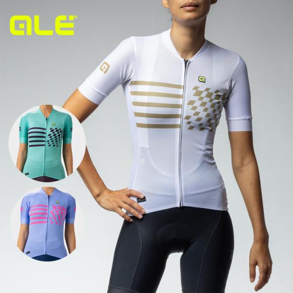 ALE(アレ)サイクルジャージ 半袖 夏 レディース [UPF50+ 何学模様の