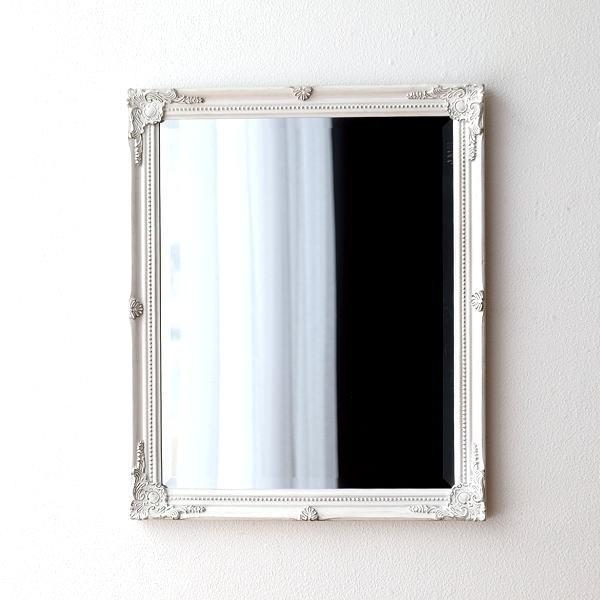 ウォールミラー ホワイト 白 壁掛けミラー 鏡 壁掛け アンティーク