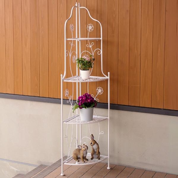 フラワーシェルフ アイアン おしゃれ 花台 コーナーシェルフ フラワー