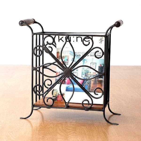 マガジンラック 木製 スリム 薄型 おしゃれ アイアン 新聞 雑誌 楽譜