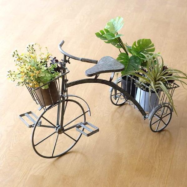 フラワーラック おしゃれ サイクルプランター 三輪車 アイアン