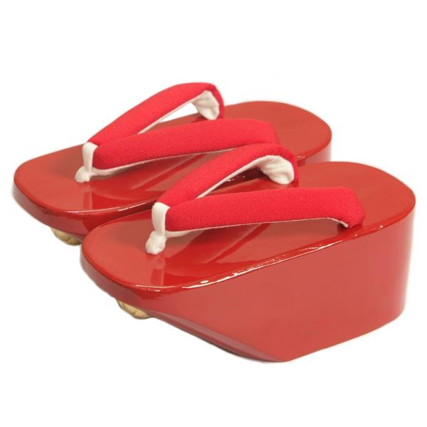 京美 七五三 草履単品 7歳用 赤判赤鼻緒 木製 こっぽり（ぽっくり