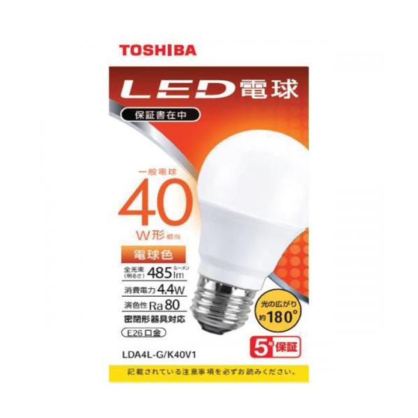 TOSHIBA（東芝） TOSHIBA LED電球 40W 電球色 E26 LDA4L-G/K40V1