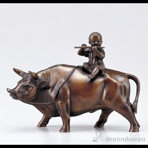 銅製 立牛童子 8号 ( 木札名入れ有料 退職祝い 定年 子 辰 龍 午 丑